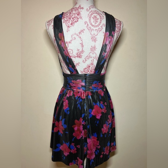 Bershka Metallic Black Festive Floral Print Zip Up Romper S - Picture 6 of 8